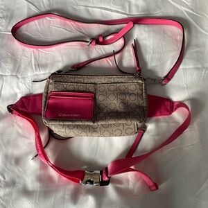Calvin Klein Tan and Pink Crossbody Bag